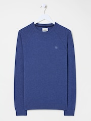 FatFace Blue Denim Rye Fine Gauge Knitted Crew Neck Jumper - Image 8 of 8