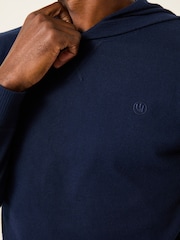 Navy Rye Fine Gauge Knitted Hoodie - Image 4 of 5
