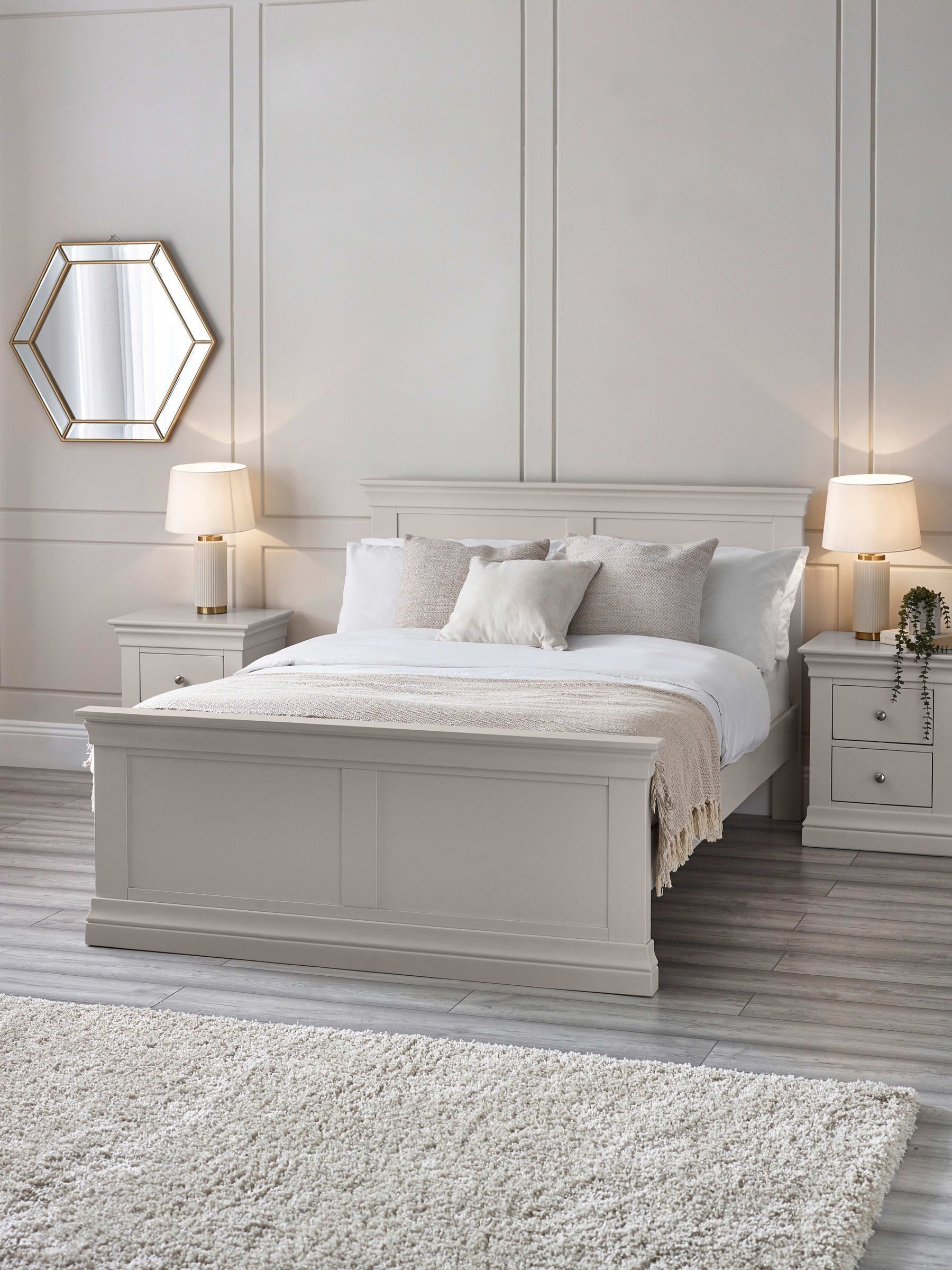 Julian Bowen Clermont 150cm King Bed - Light Grey - Pine & MDF - French Elegance - Image 5