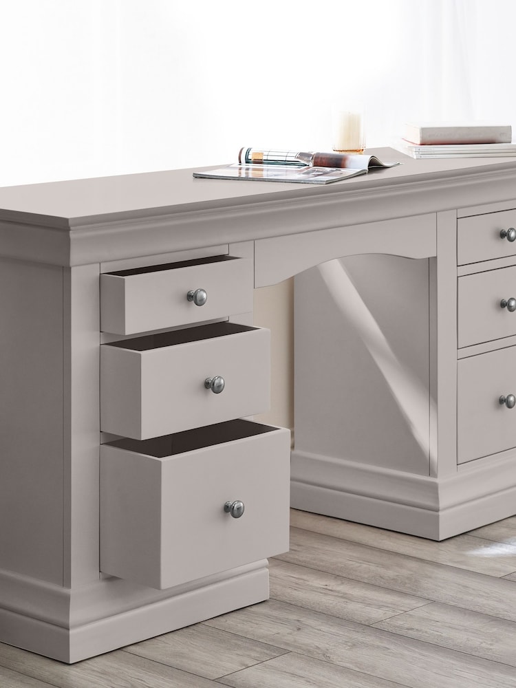 Julian Bowen Light Grey Clermont Dressing Table - Image 2 of 6
