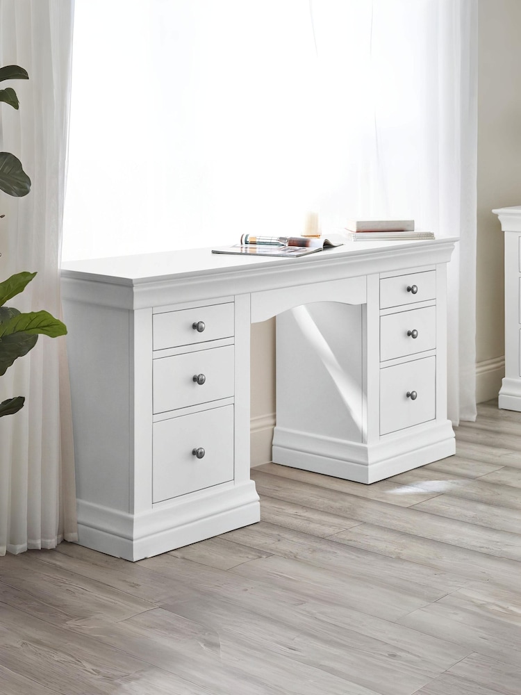 Julian Bowen Surf White Clermont Dressing Table - Image 1 of 7 Julian Bowen Surf White Clermont Dressing Table - Image 1 of 7