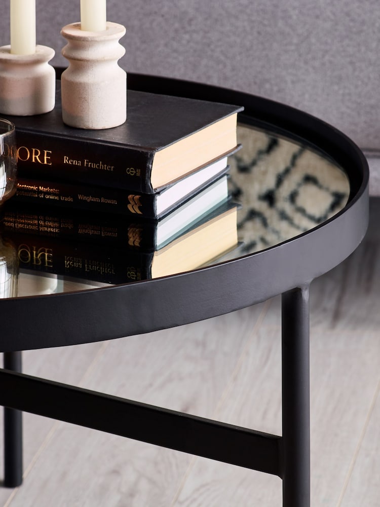 Julian Bowen Black and Mirrored Franki Mirror Glass Coffee Table - Image 2 of 5