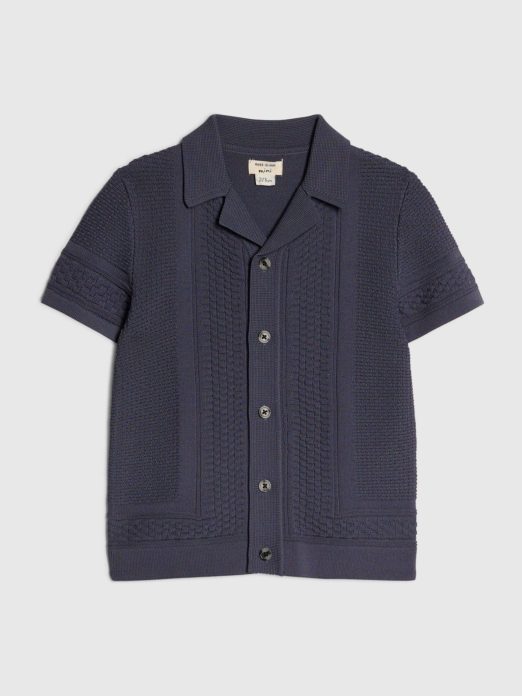 Buy River Island Blue Slinky Revere Knitted Shirt from Next Germany