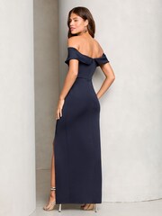 Lipsy Navy Blue Bardot Bow Maxi Dress - Image 4 of 4