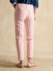 Joules Pink Stripe Straight Fit Mid Rise Jeans - Image 5 of 9