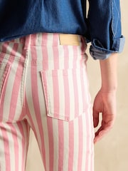 Joules Pink Stripe Straight Fit Mid Rise Jeans - Image 8 of 9