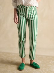 Joules Green Stripe Straight Fit Mid Rise Jeans - Image 1 of 7