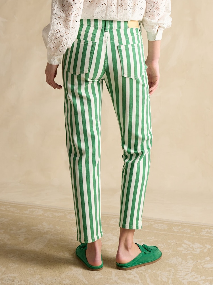 Joules Green Stripe Straight Fit Mid Rise Jeans - Image 2 of 7