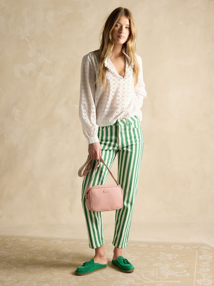 Joules Green Stripe Straight Fit Mid Rise Jeans - Image 3 of 7