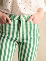 Joules Green Stripe Straight Fit Mid Rise Jeans - Image 4 of 7