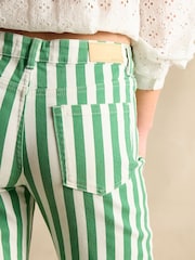 Joules Green Stripe Straight Fit Mid Rise Jeans - Image 6 of 7