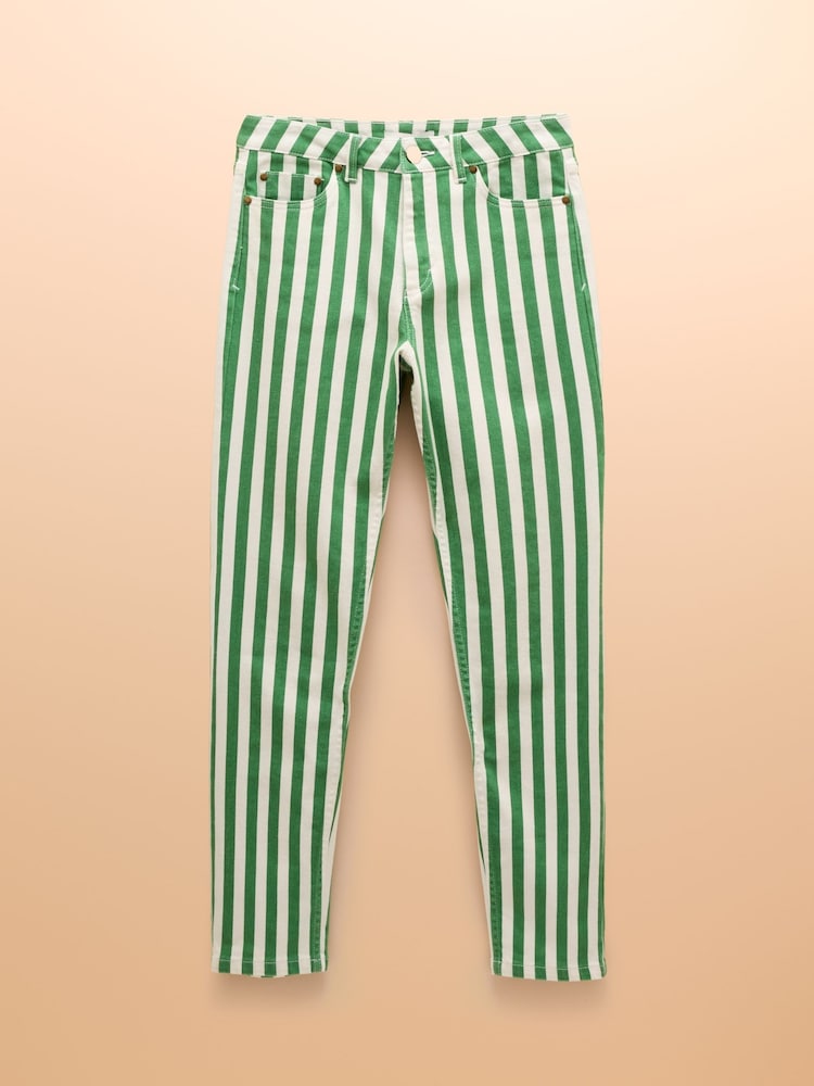 Joules Green Stripe Straight Fit Mid Rise Jeans - Image 7 of 7