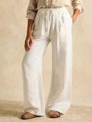 Joules Linen Blend White Trousers - Image 1 of 6