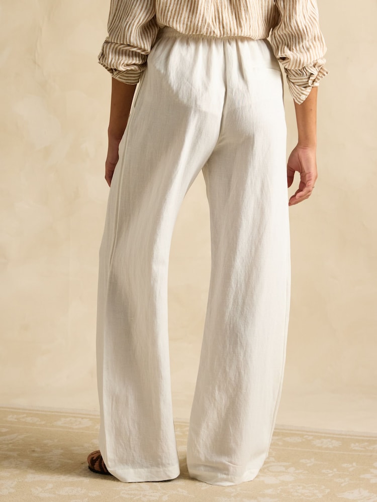 Joules Linen Blend White Trousers - Image 2 of 6