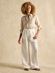 Joules Linen Blend White Trousers - Image 3 of 6