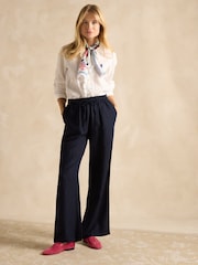 Joules Linen Blend Navy Trousers - Image 3 of 6