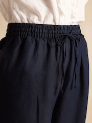 Joules Linen Blend Navy Trousers - Image 4 of 6