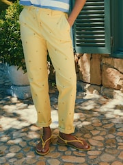Joules Slim Fit Yellow Lemon Embroidered Chino Trousers - Image 1 of 10