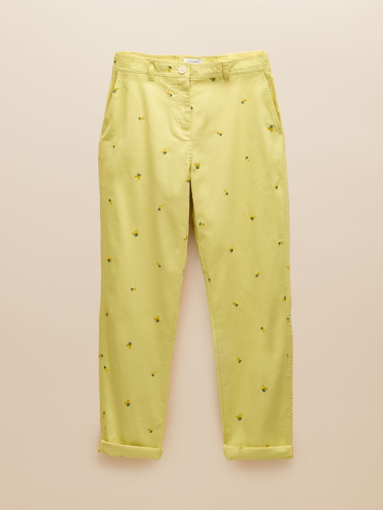 Joules Slim Fit Yellow Lemon Embroidered Chino Trousers - Image 10 of 10 Joules Slim Fit Yellow Lemon Embroidered Chino Trousers - Image 10 of 10