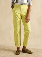 Joules Slim Fit Yellow Lemon Embroidered Chino Trousers - Image 4 of 10