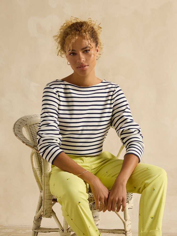 Joules Slim Fit Yellow Lemon Embroidered Chino Trousers - Image 4 of 10