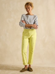 Joules Slim Fit Yellow Lemon Embroidered Chino Trousers - Image 6 of 10