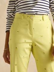 Joules Slim Fit Yellow Lemon Embroidered Chino Trousers - Image 8 of 10