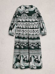 White Stuff Green Lana Midi Dress - Image 5 of 6