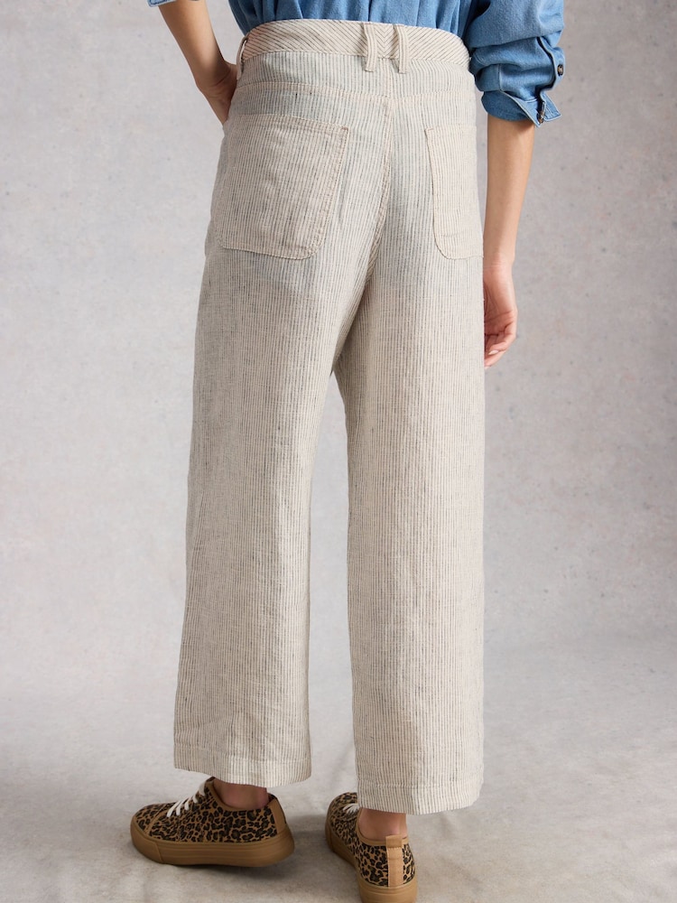 White Stuff White Tia Linen Wide Leg Crop Trousers - Image 2 of 6 White Stuff White Tia Linen Wide Leg Crop Trousers - Image 2 of 6