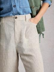 White Stuff White Tia Linen Wide Leg Crop Trousers - Image 3 of 6