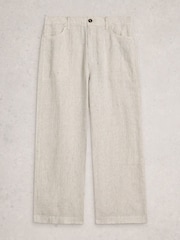 White Stuff White Tia Linen Wide Leg Crop Trousers - Image 5 of 6