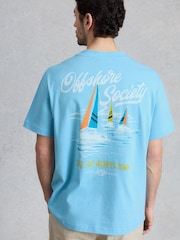 White Stuff Blue Horsham Sailing Graphic T-Shirt - Image 1 of 6