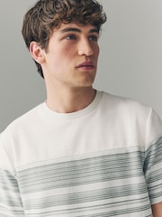 Ecru/Green Textured Colour Block T-Shirt - Image 1 of 8