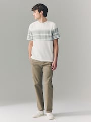Ecru/Green Textured Colour Block T-Shirt - Image 4 of 8