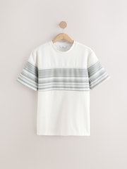 Ecru/Green Textured Colour Block T-Shirt - Image 5 of 8