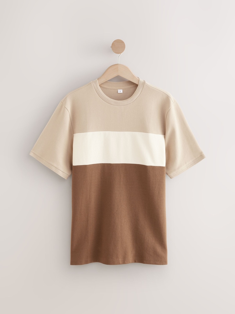 Neutral Textured Colour Block T-Shirt - Image 7 of 8