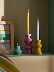Set of 3 Multi Bright Taper Candle Holders - Image 1 of 4