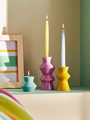 Set of 3 Multi Bright Taper Candle Holders - Image 3 of 4