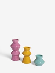 Set of 3 Multi Bright Taper Candle Holders - Image 4 of 4
