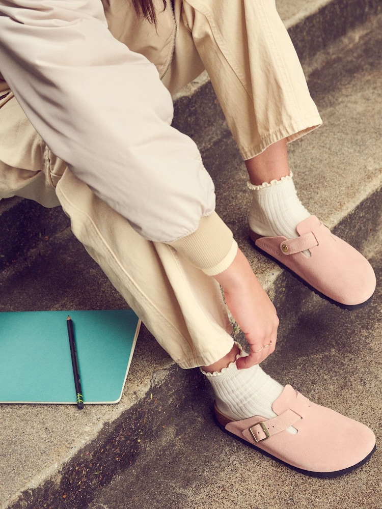 Birkenstock Pink Boston Suede Leather Sandals - Image 1 of 11