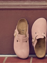 Birkenstock Pink Boston Suede Leather Sandals - Image 10 of 11