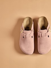 Birkenstock Pink Boston Suede Leather Sandals - Image 6 of 11