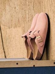 Birkenstock Pink Boston Suede Leather Sandals - Image 7 of 11