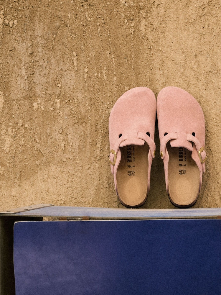 Birkenstock Pink Boston Suede Leather Sandals - Image 8 of 11