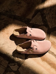 Birkenstock Pink Boston Suede Leather Sandals - Image 9 of 11