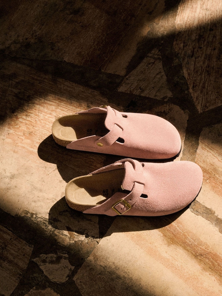 Birkenstock Pink Boston Suede Leather Sandals - Image 9 of 11