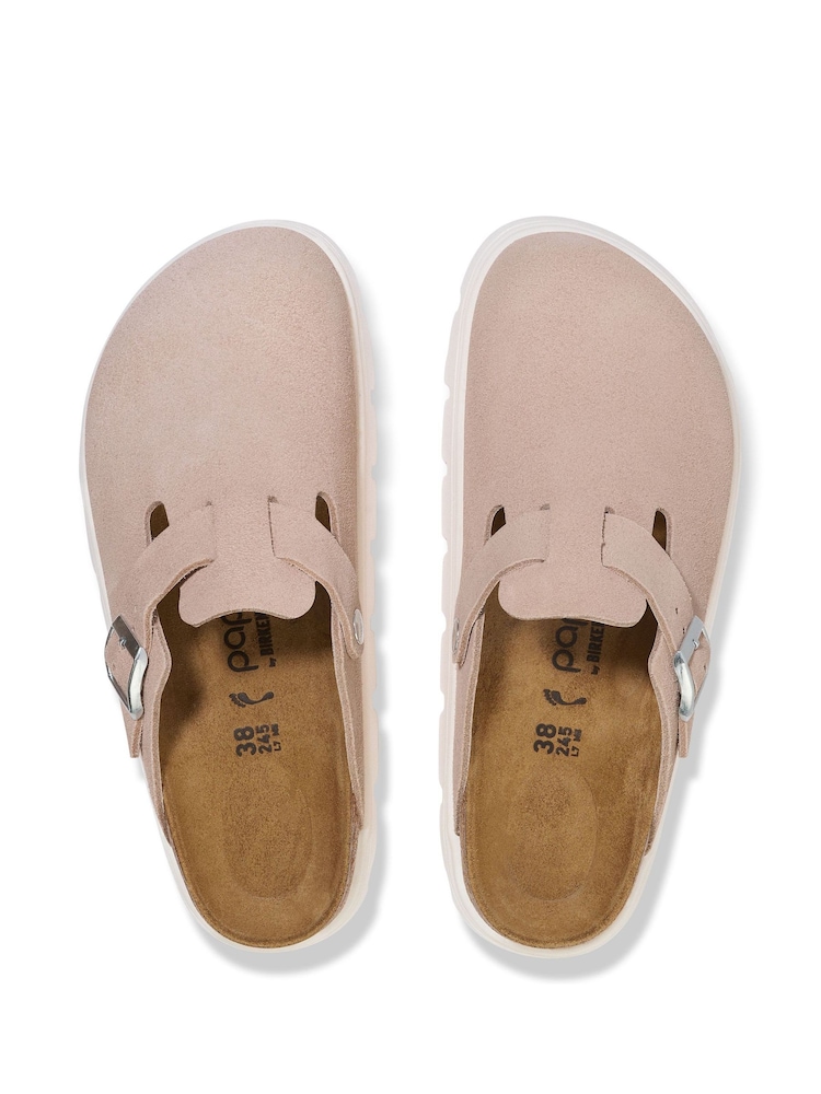 Birkenstock Pink Boston Papilio Suede Leather Clogs - Image 3 of 3