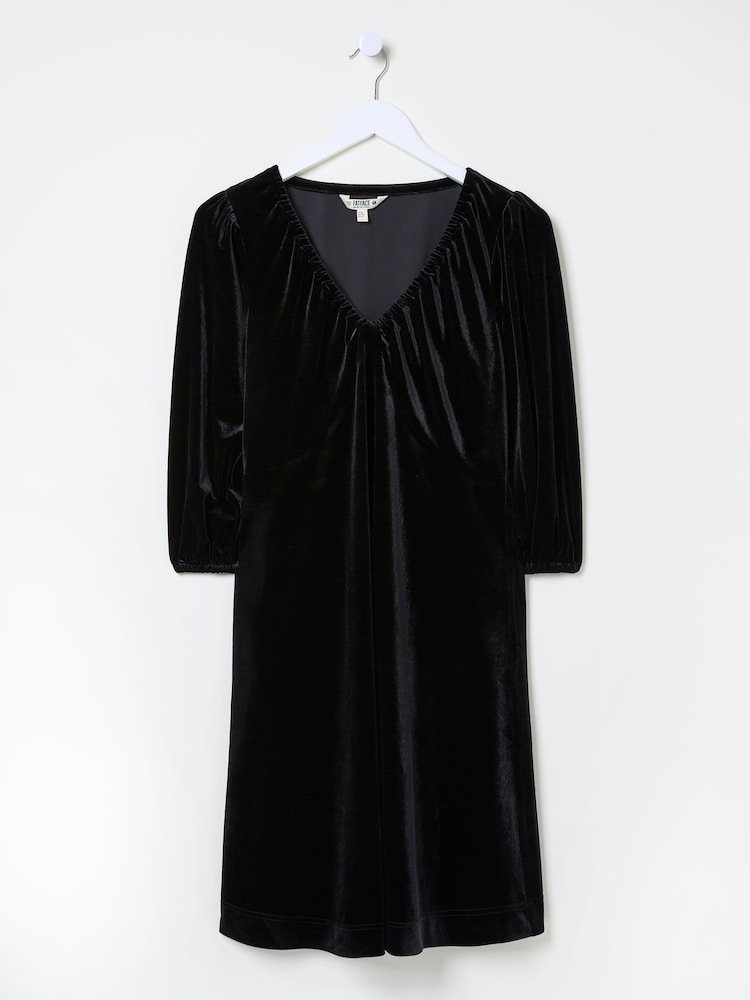 FatFace Black Gracie Velvet Dress - Image 6 of 6