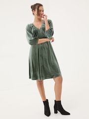 FatFace Green Gracie Velvet Dress - Image 2 of 6