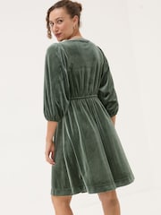 FatFace Green Gracie Velvet Dress - Image 3 of 6